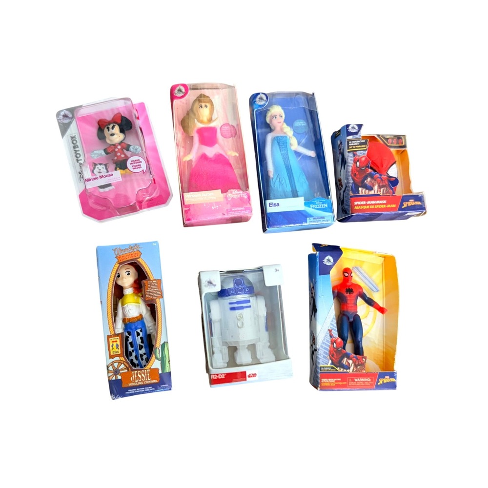 Disney Marvel Star Wars Toy Lot Minnie Mouse Spider-Man Elsa Jessie Aurora